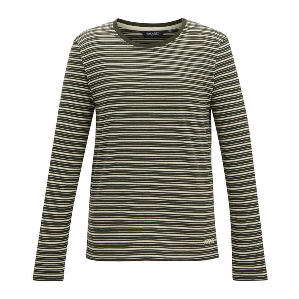 Regatta Womens/Ladies Federica Stripe Long-Sleeved T-Shirt / Dark Khaki/Light Va